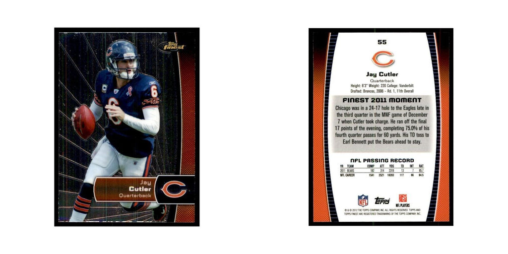 2012 Topps Finest Jay Cutler Football Cards #55