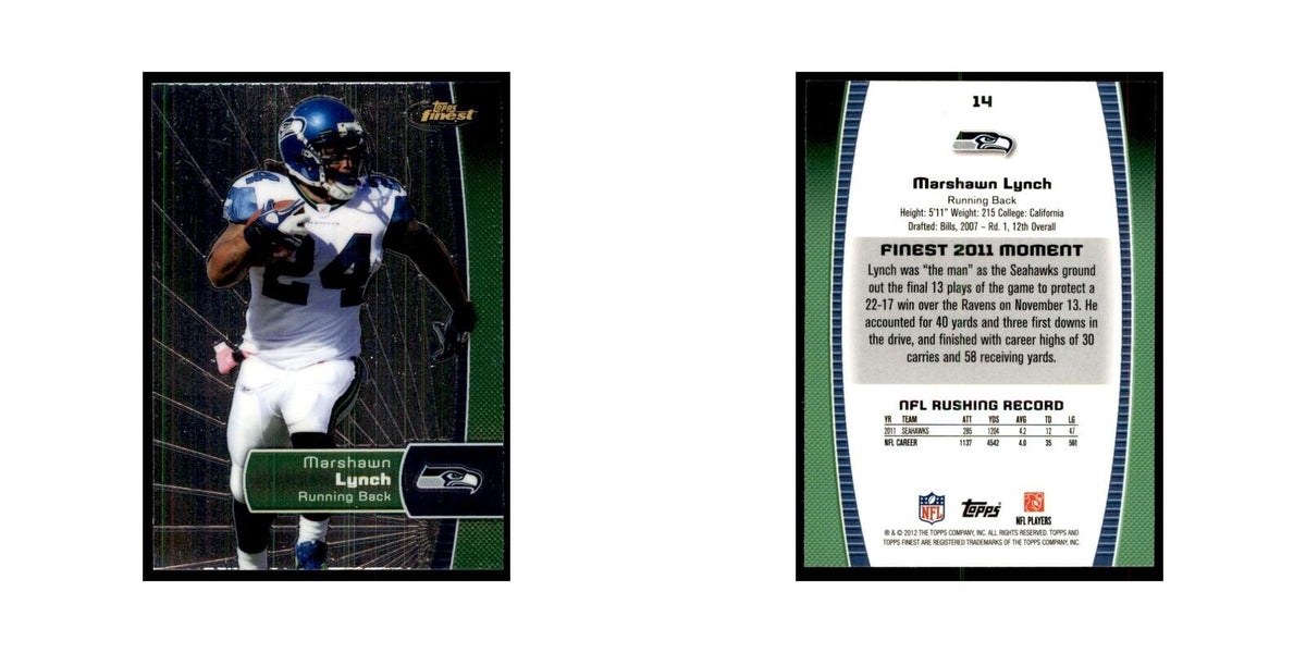 2012 Topps Finest Marshawn Lynch Football Cards #14