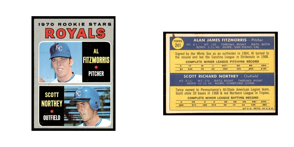 1970 Topps Al Fitzmorris/Scott Northey RC Baseball Cards #241