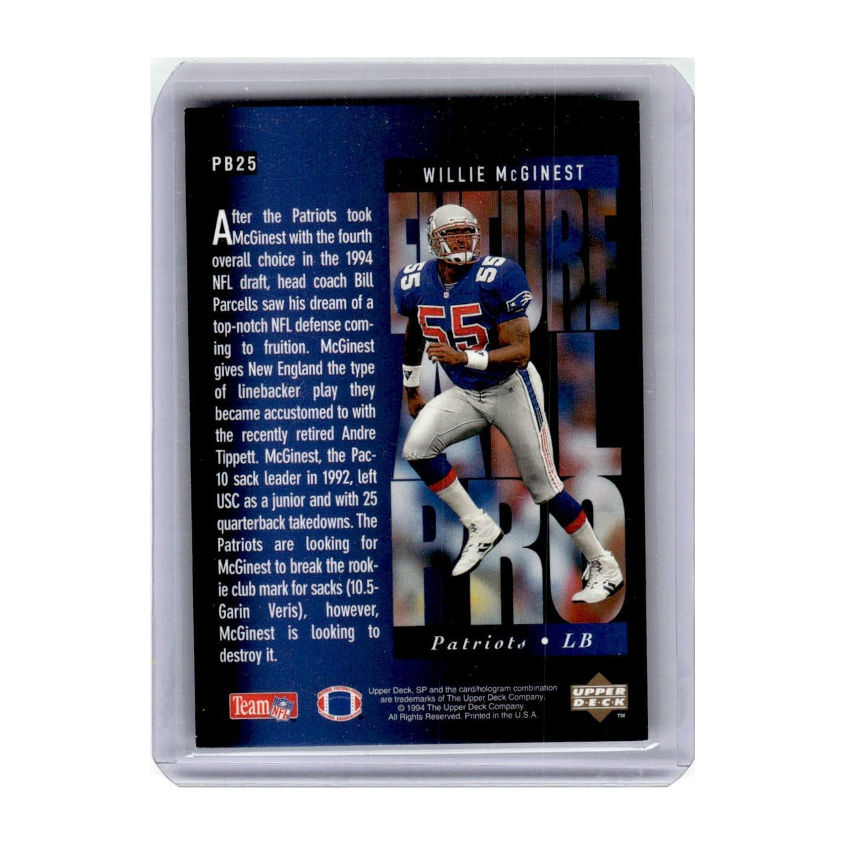1994 Upper Deck Future All Pro Holoviews Willie McGinest Patriots #PB25