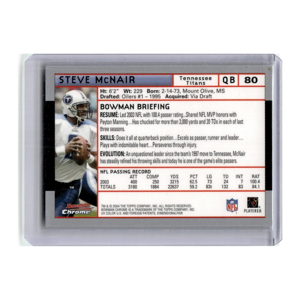 2004 Bowman Chrome Steve McNair Titans #80
