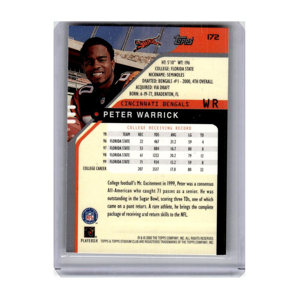 2000 Stadium Club Peter Warrick RC Bengals #172