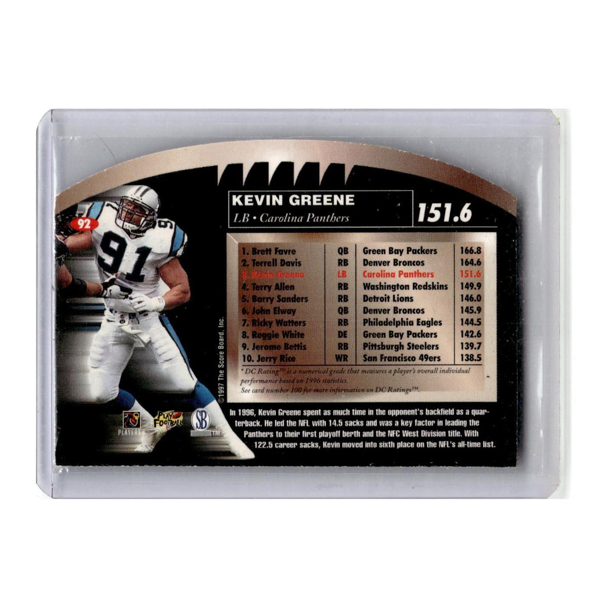 1997 Pro Line DC III Kevin Greene Panthers #92