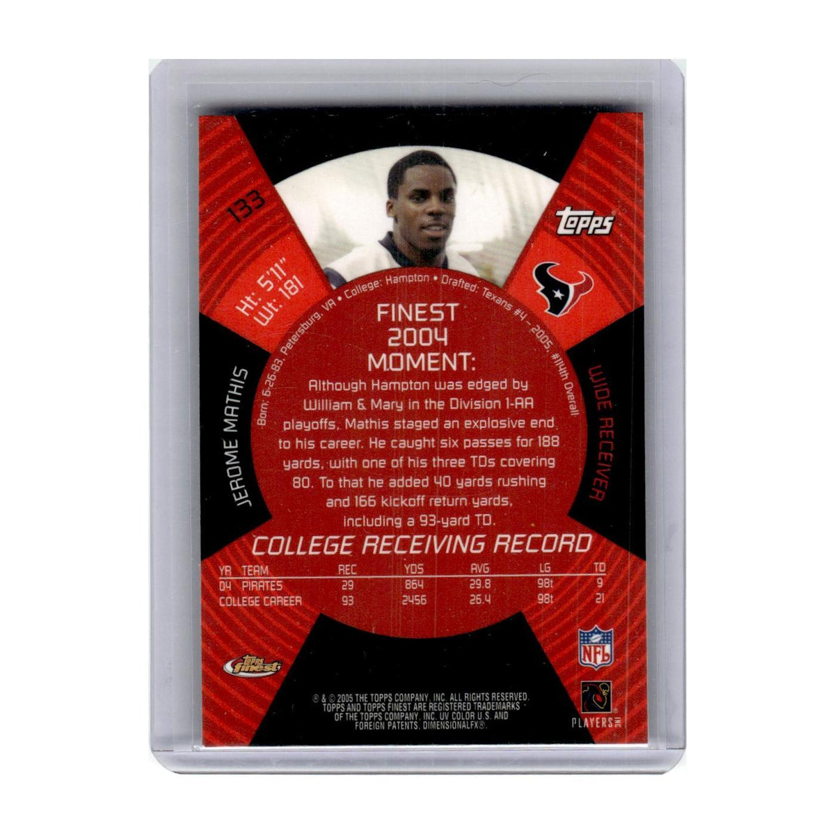 2004 Topps Finest Jerome Mathis RC Texans #133