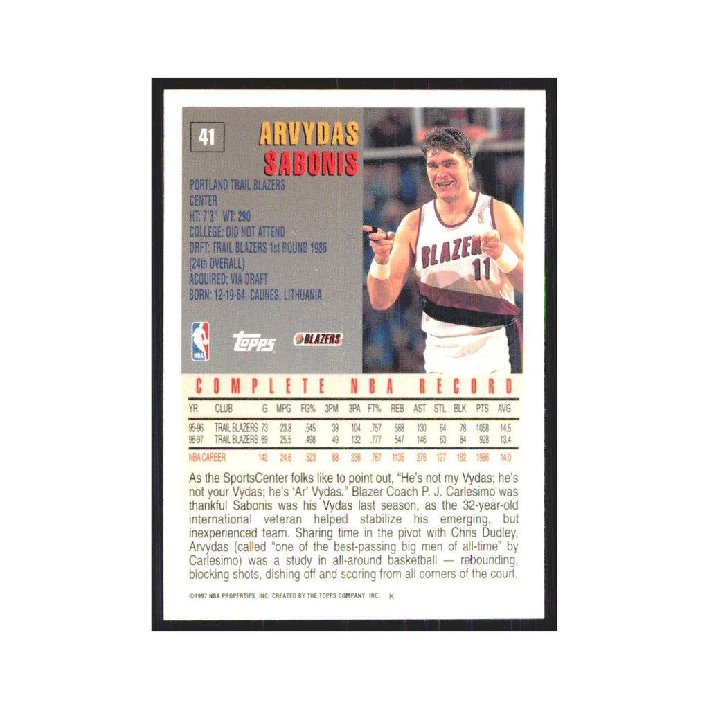 1997 Topps Arvydas Sabonis Blazers #41.0