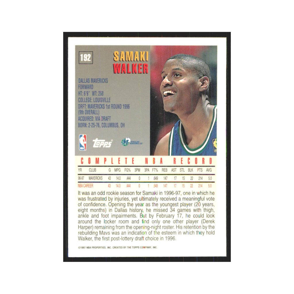 1997 Topps Samaki Walker Mavericks #192.0