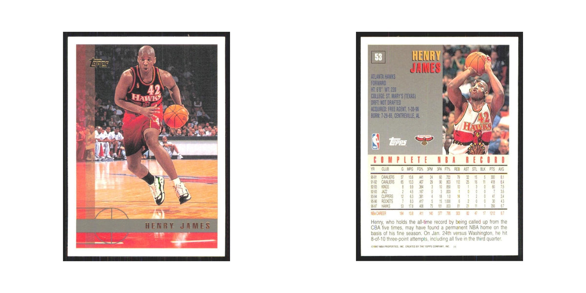 1997 Topps Henry James Hawks #53.0