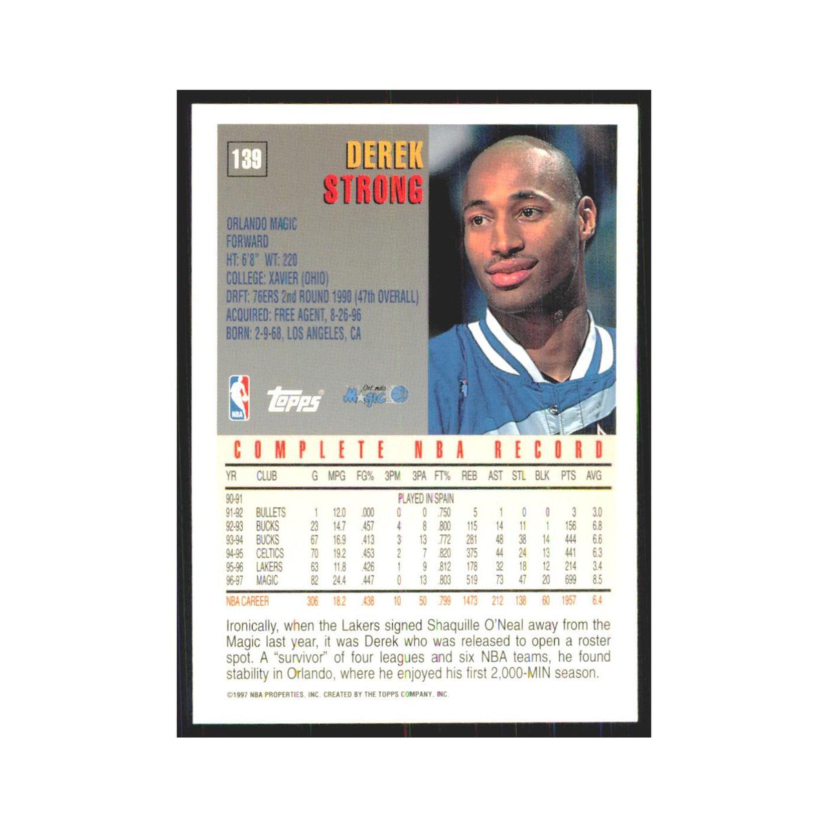 1997 Topps Derek Strong Magic #139.0