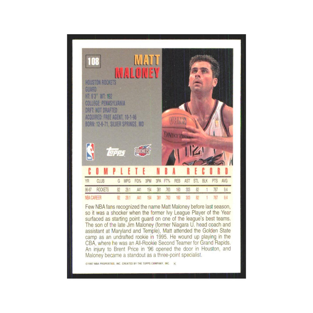 1997 Topps Matt Maloney Rockets #108.0