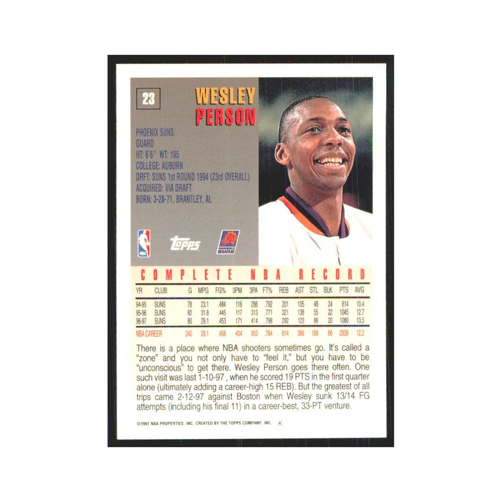 1997 Topps Wesley Person Suns #23.0