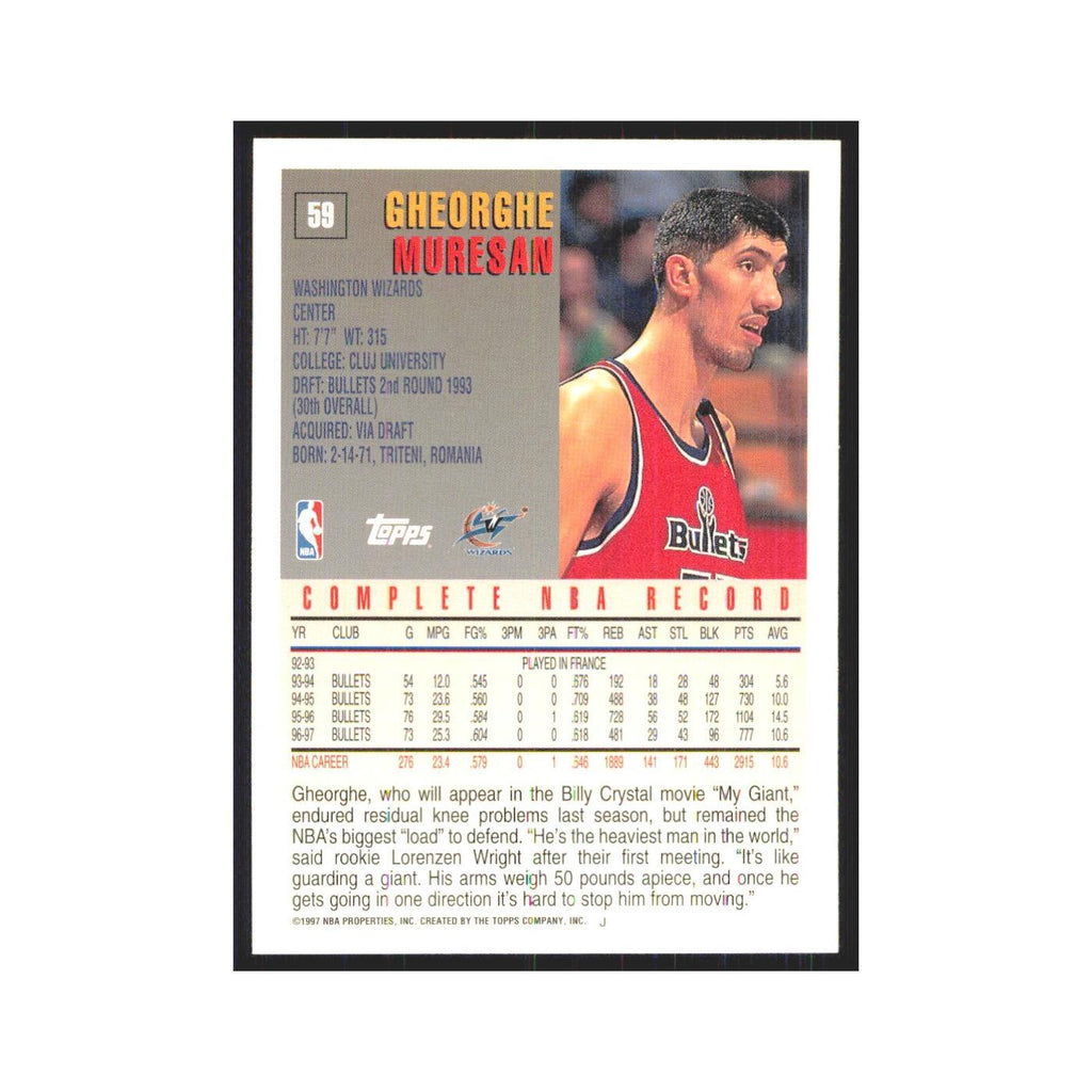 1997 Topps Gheorghe Muresan Wizards #59.0