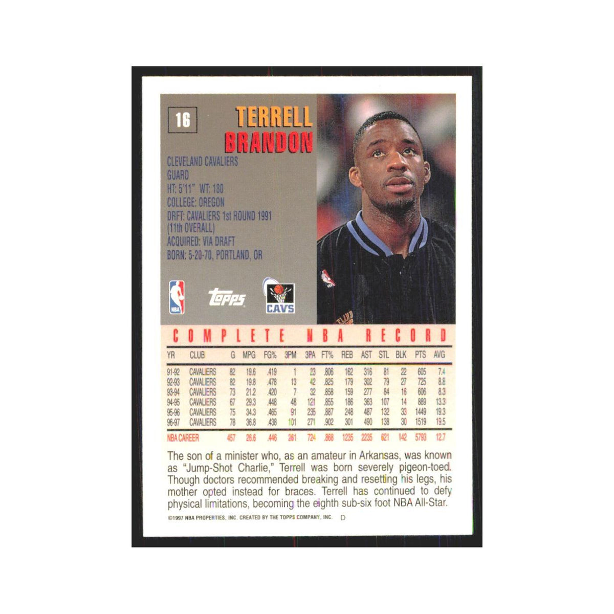 1997 Topps Terrell Brandon Cavaliers #16.0