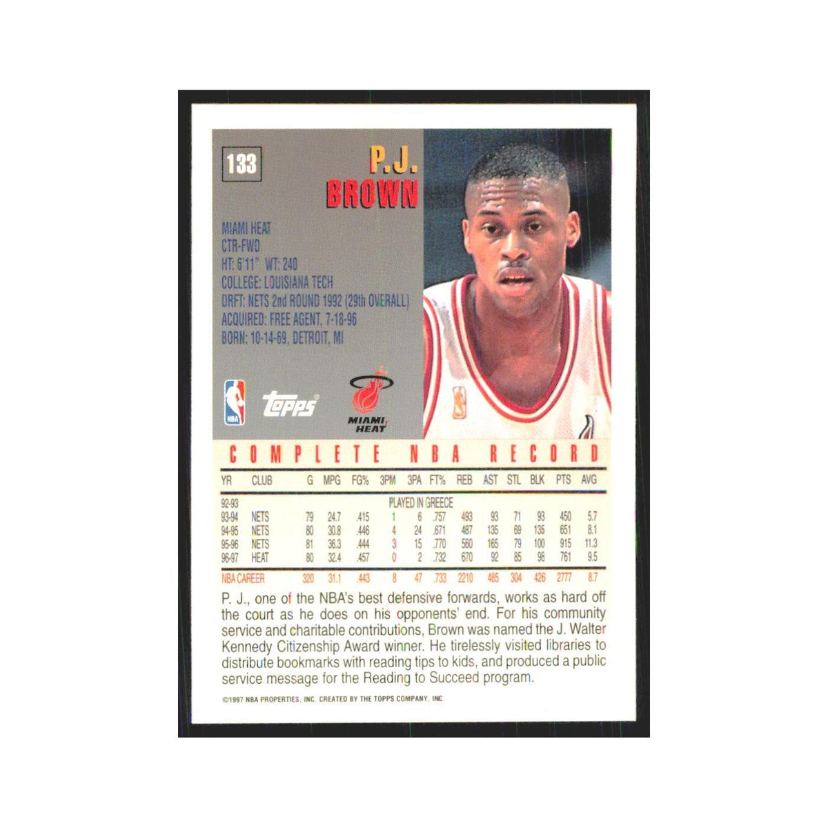1997 Topps P.J. Brown Heat #133.0