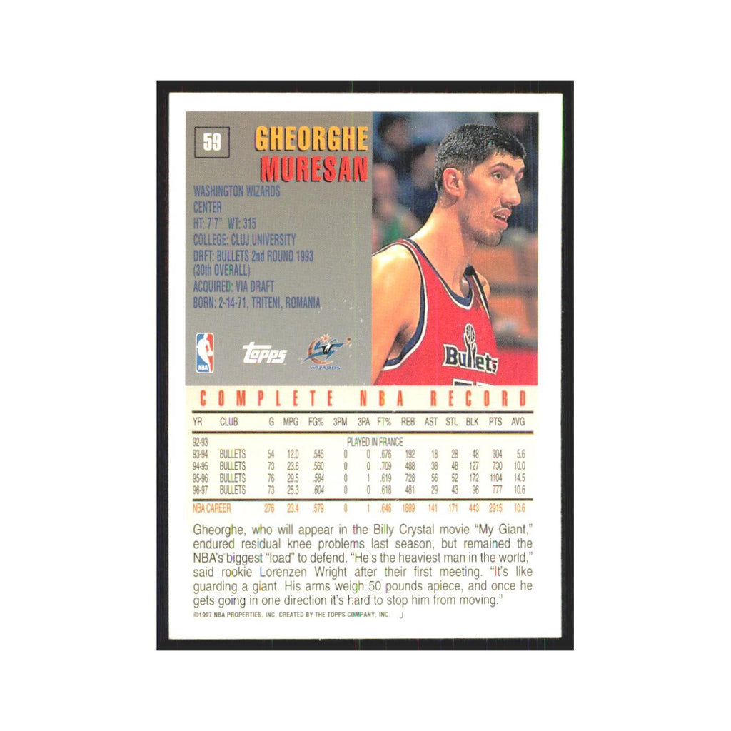 1997 Topps Gheorghe Muresan Wizards #59.0