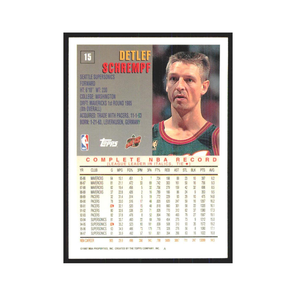 1997 Topps Detlef Schrempf Seattle SuperSonics #15.0