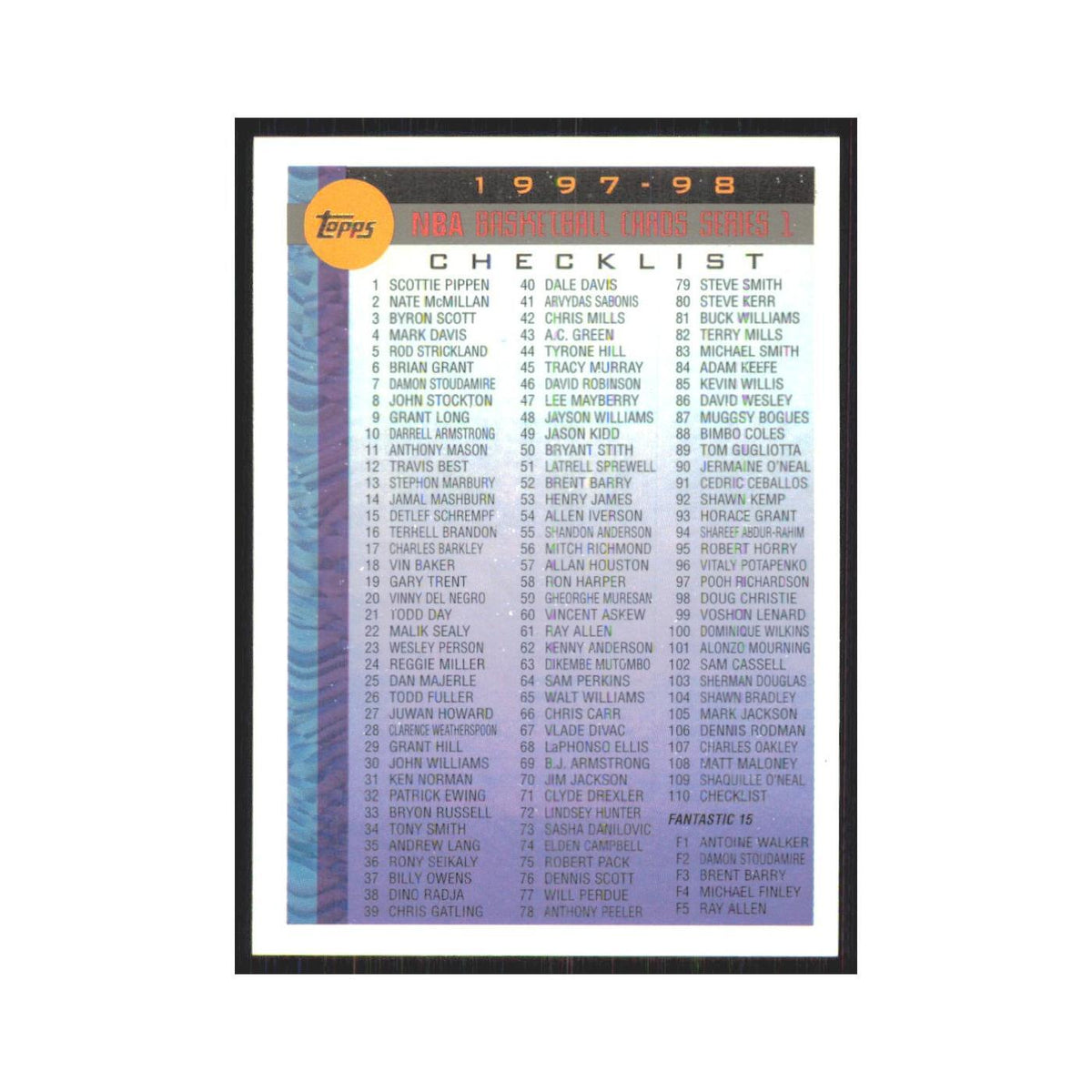 1997 Topps Checklist #110.0