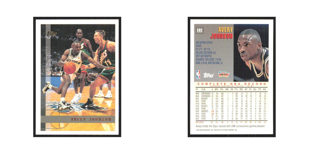 1997 Topps Avery Johnson Spurs #141.0