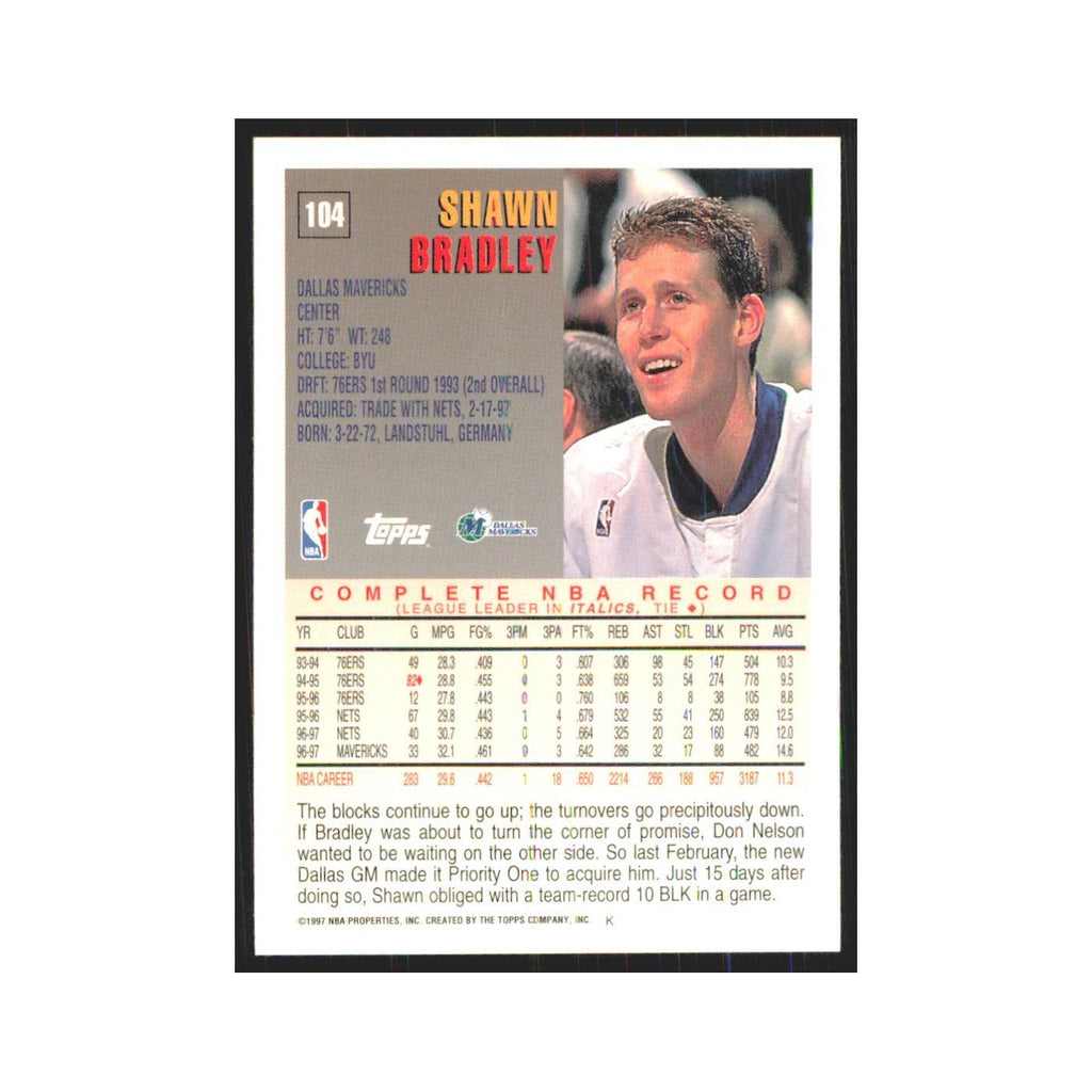 1997 Topps Shawn Bradley Mavericks #104.0