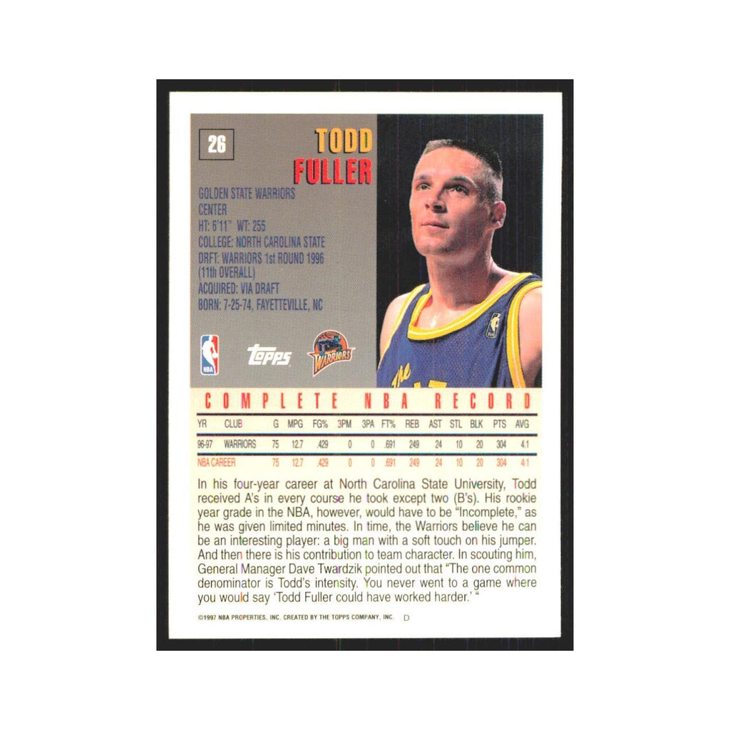1997 Topps Todd Fuller Golden State Warriors #26.0