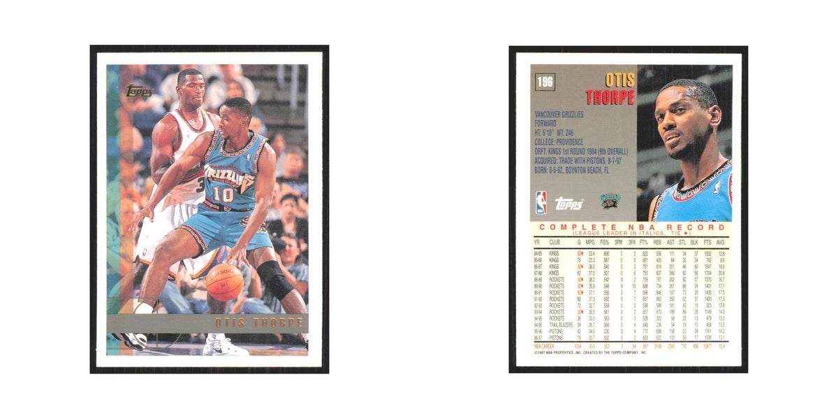 1997 Topps Otis Thorpe Vancouver Grizzlies #196.0