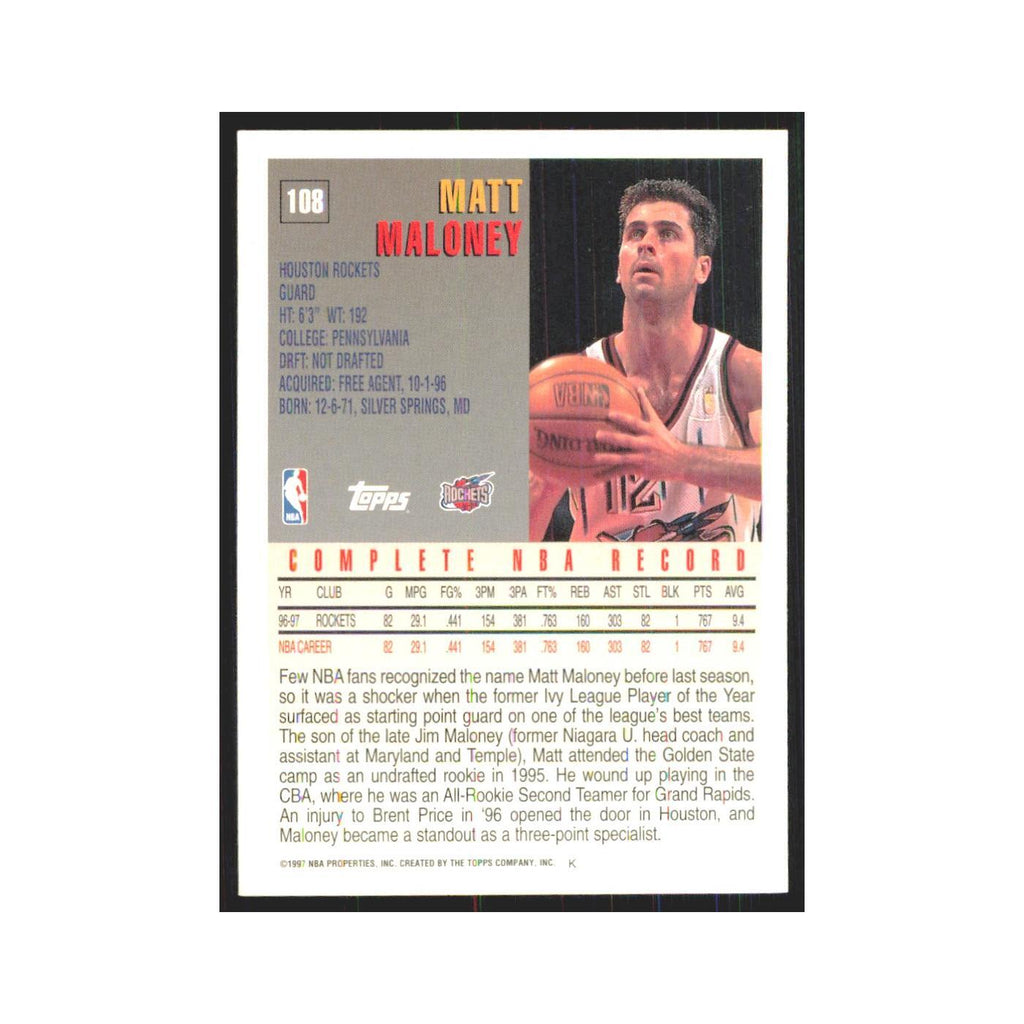 1997 Topps Matt Maloney Rockets #108.0