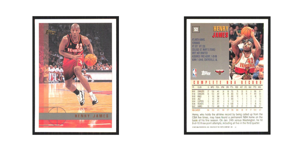 1997 Topps Henry James Hawks #53.0