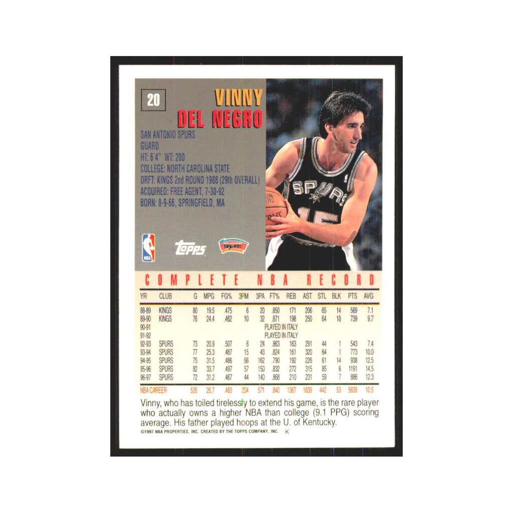 1997 Topps Vinny Del Negro Spurs #20.0