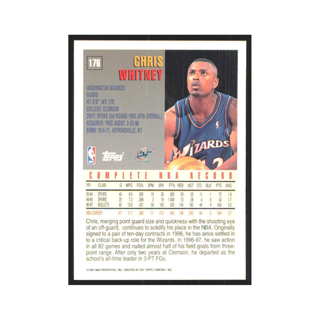 1997 Topps Chris Whitney Wizards #176.0