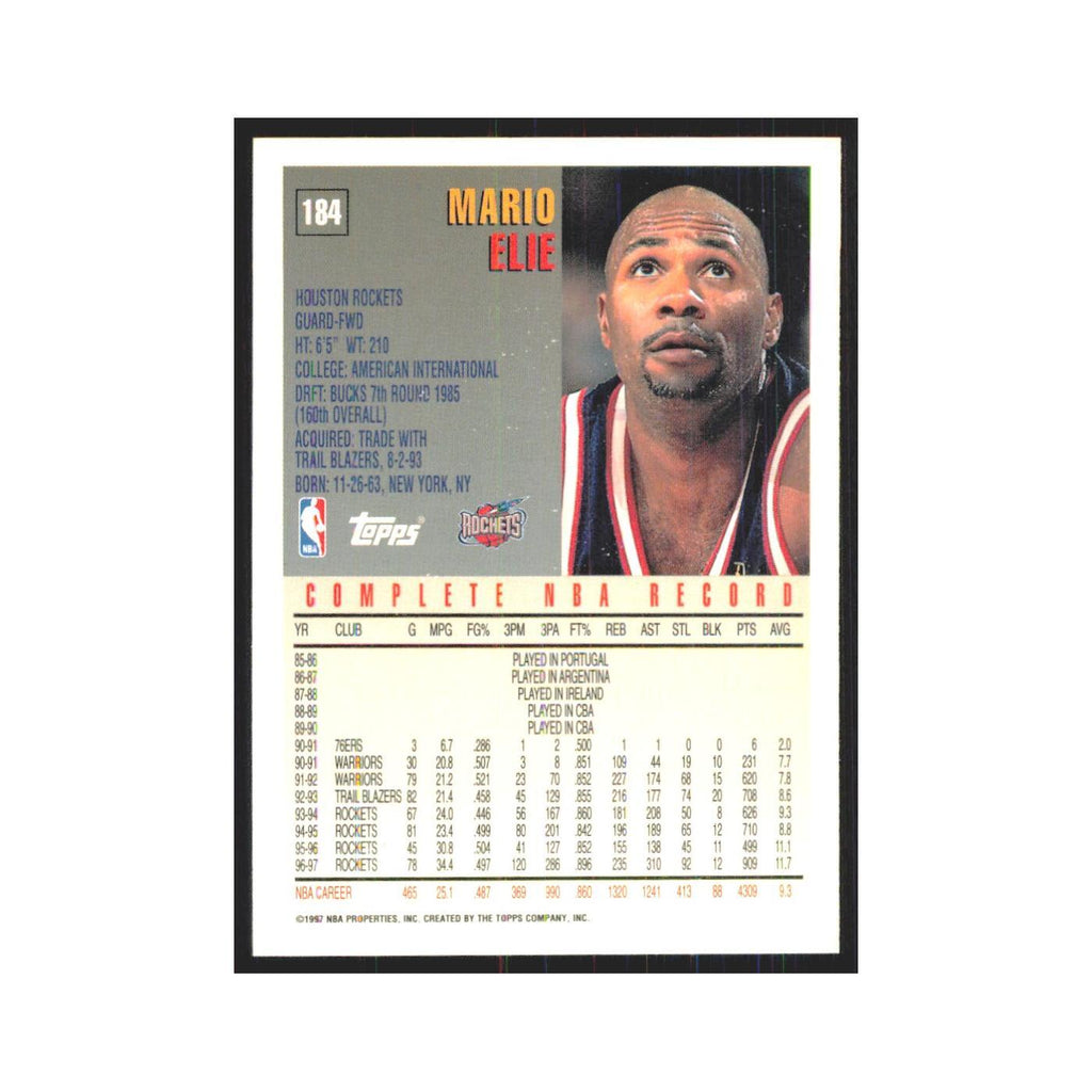 1997 Topps Mario Elie Rockets #184.0