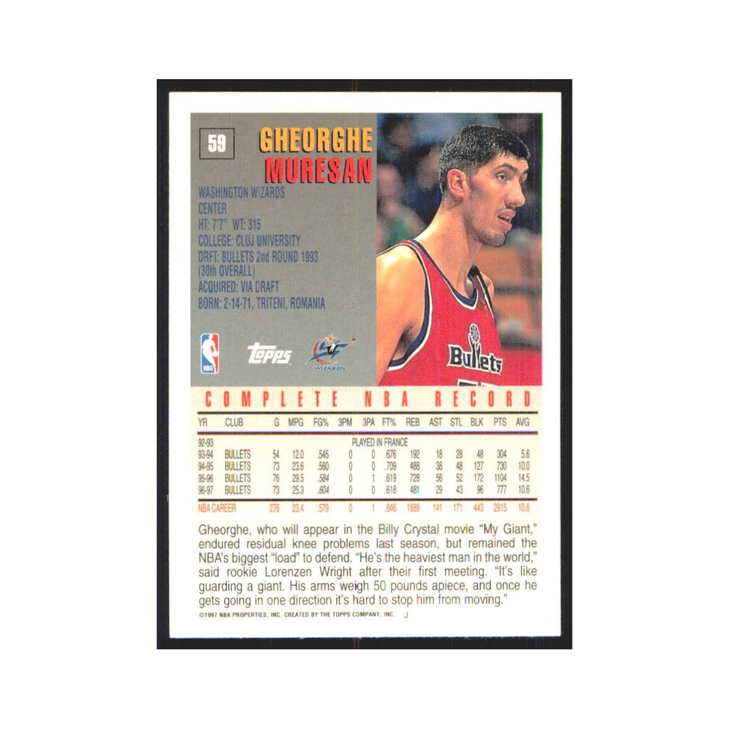 1997 Topps Gheorghe Muresan Wizards #59.0