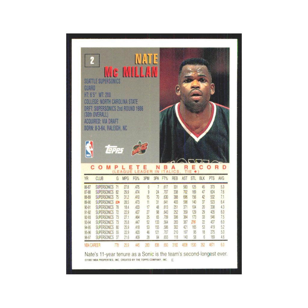 1997 Topps Nate McMillan Seattle SuperSonics #2.0