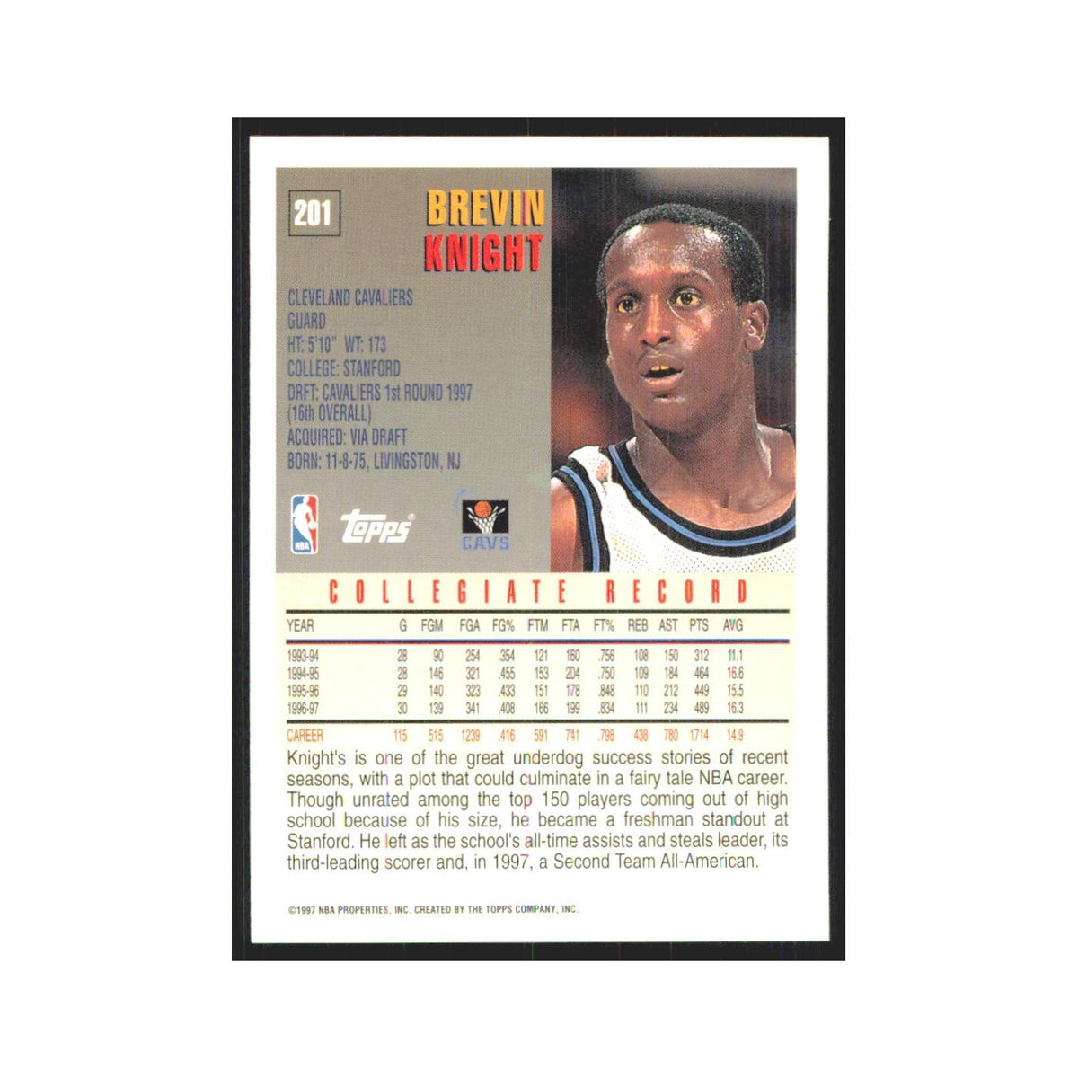 1997 Topps Brevin Knight Cavaliers #201.0