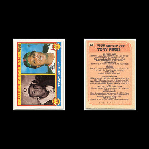 Tony Perez #74 1983 O-Pee-Chee Cincinnati Reds/Boston Red Sox Baseball Card MLB