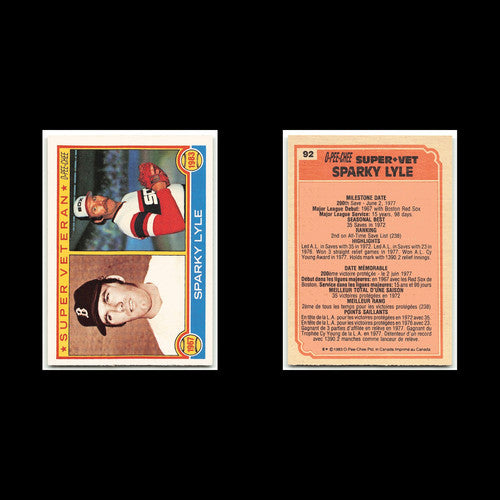 Sparky Lyle #92 1983 O-Pee-Chee Boston Red Sox/Chicago White Sox Baseball Card