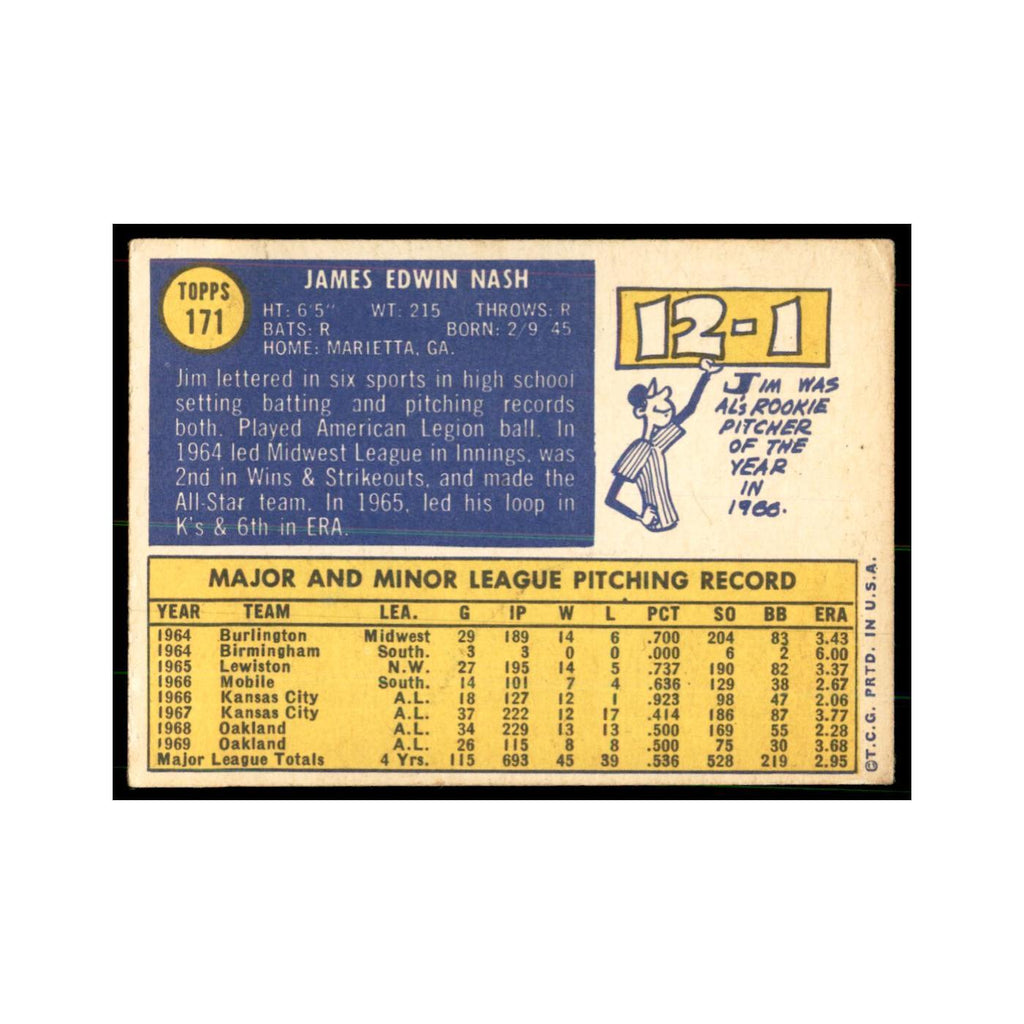 1970 Topps (Damaged) Jim Nash Baseball Cards #171