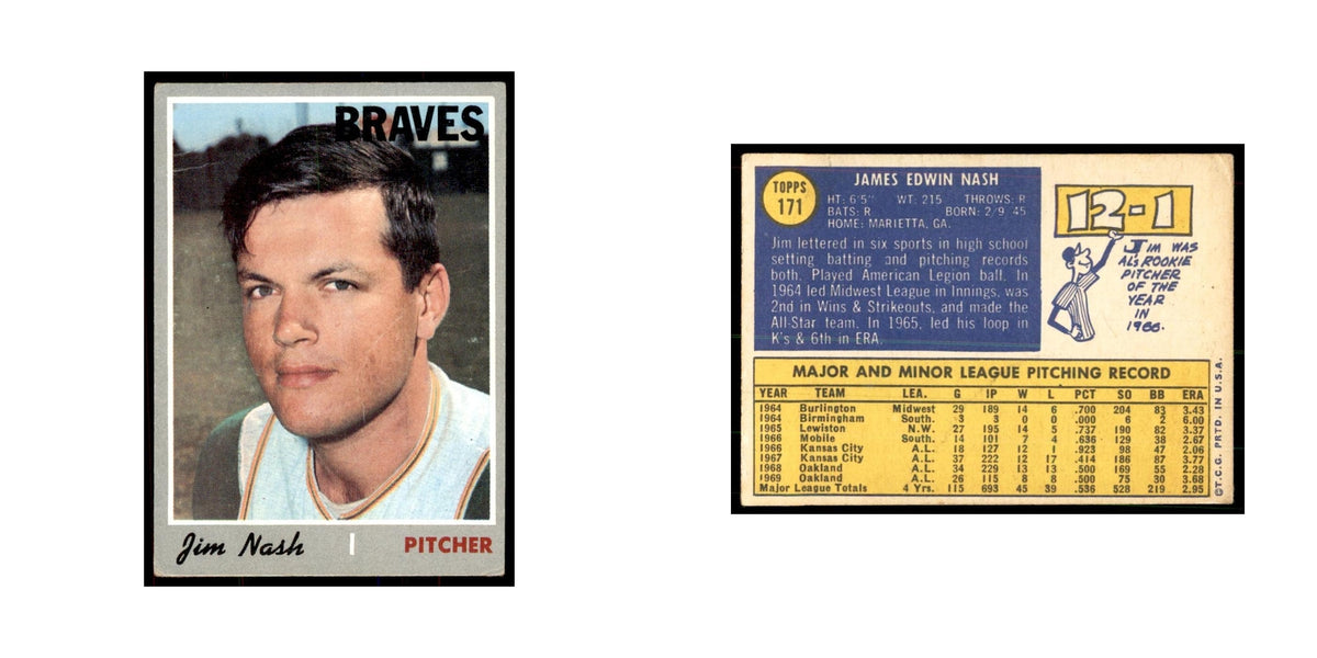1970 Topps (Damaged) Jim Nash Baseball Cards #171