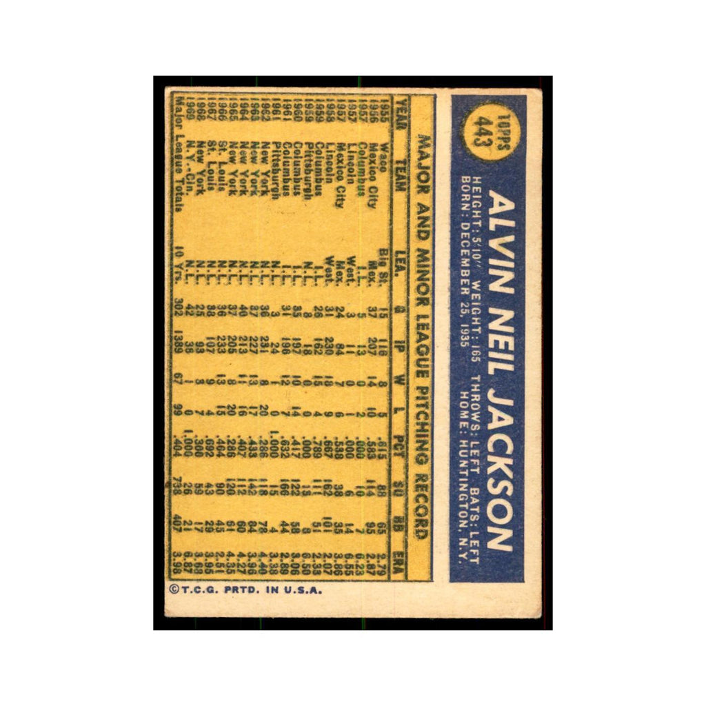 1970 Topps (Damaged) Al Jackson Baseball Cards #443