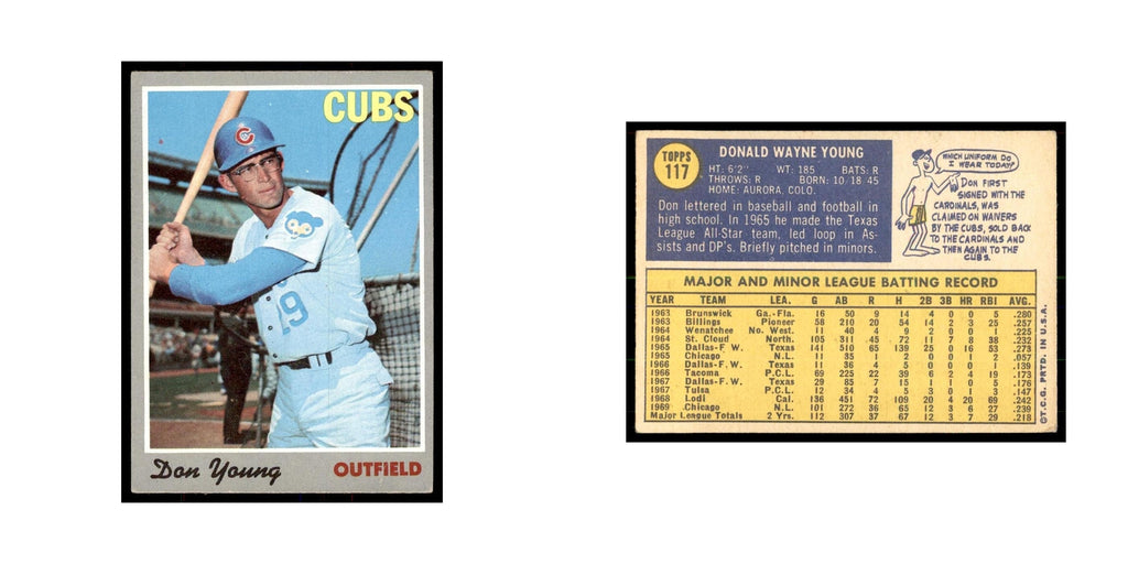 1970 Topps (Damaged) Don Young Baseball Cards #117