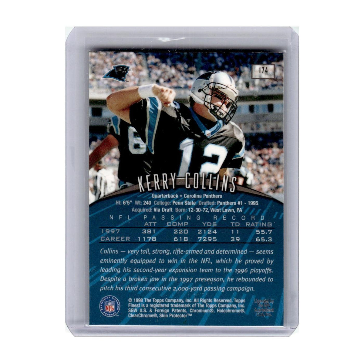 1998 Finest Kerry Collins Panthers #174