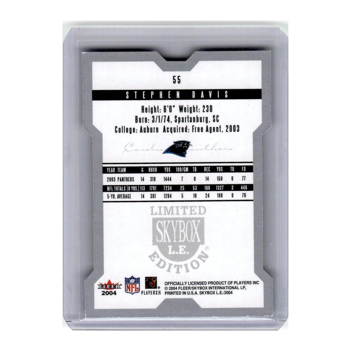2004 Skybox Limited L.E. Stephen Davis Panthers #55