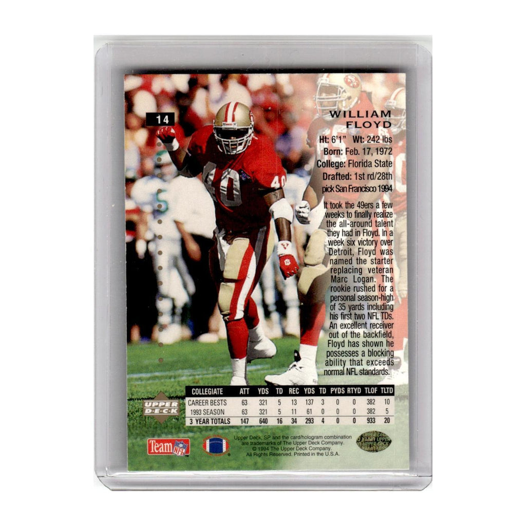 1994 SP Premier Prospects William Floyd RC 49ers #14