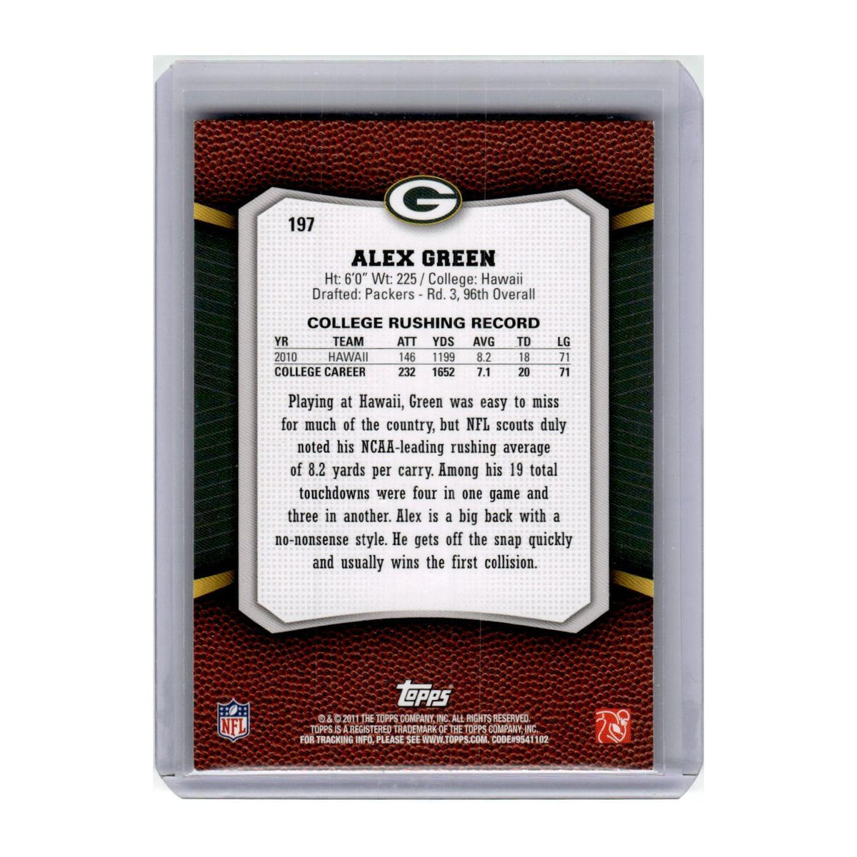 2011 Topps Rising Rookies Alex Green Packers #197