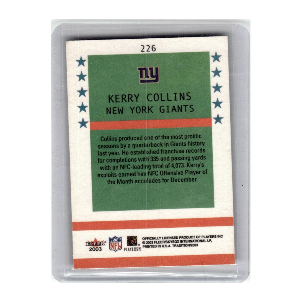 2003 Fleer Tradition Kerry Collins Giants #226