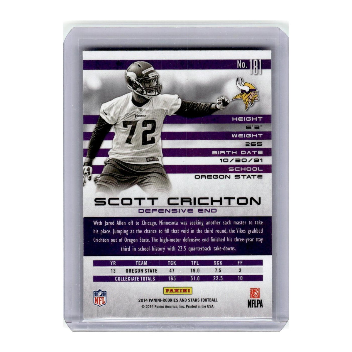 2014 Panini Rookies & Stars Scott Crichton RC Vikings #181