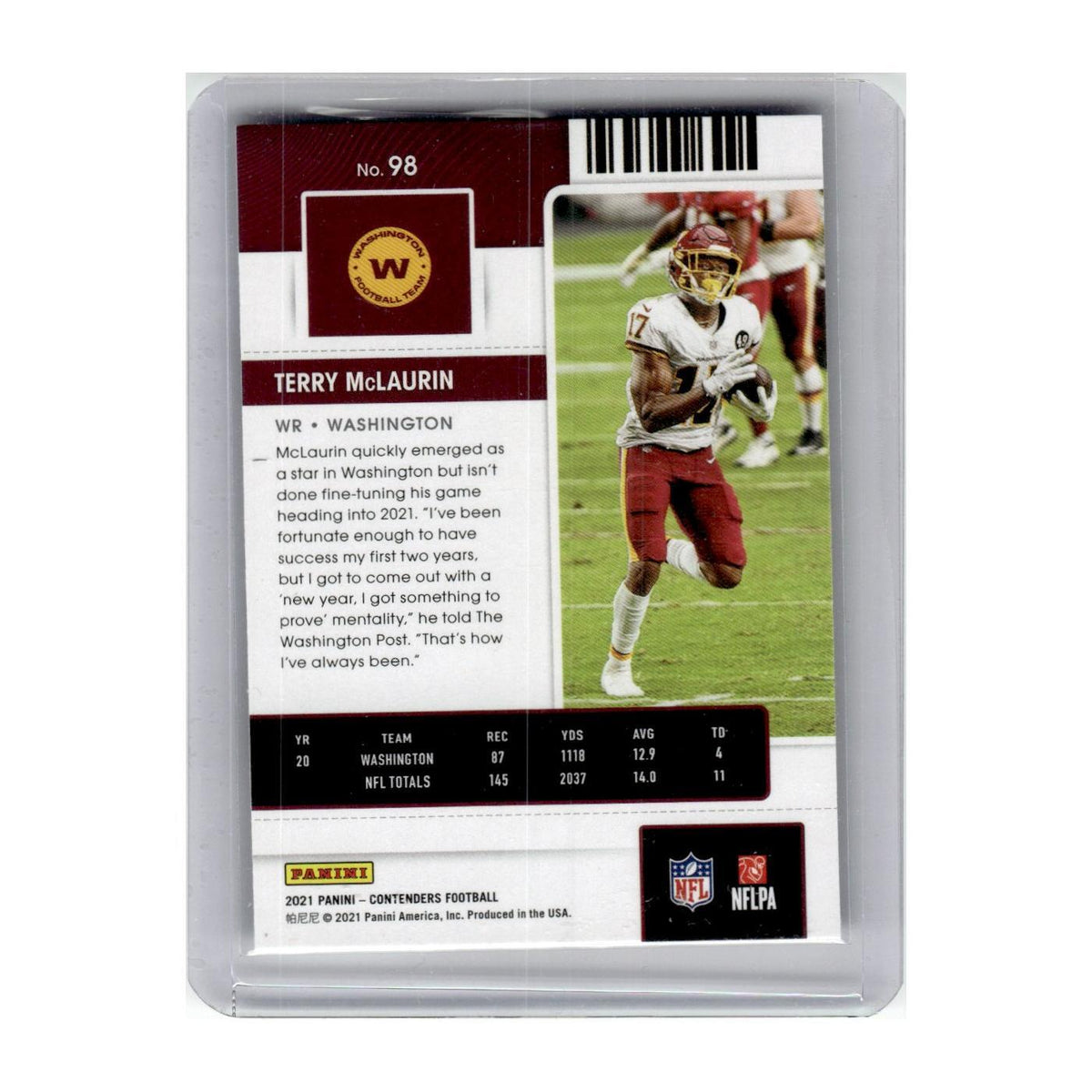2021 Panini Terry McLaurin Washington Football Team #98