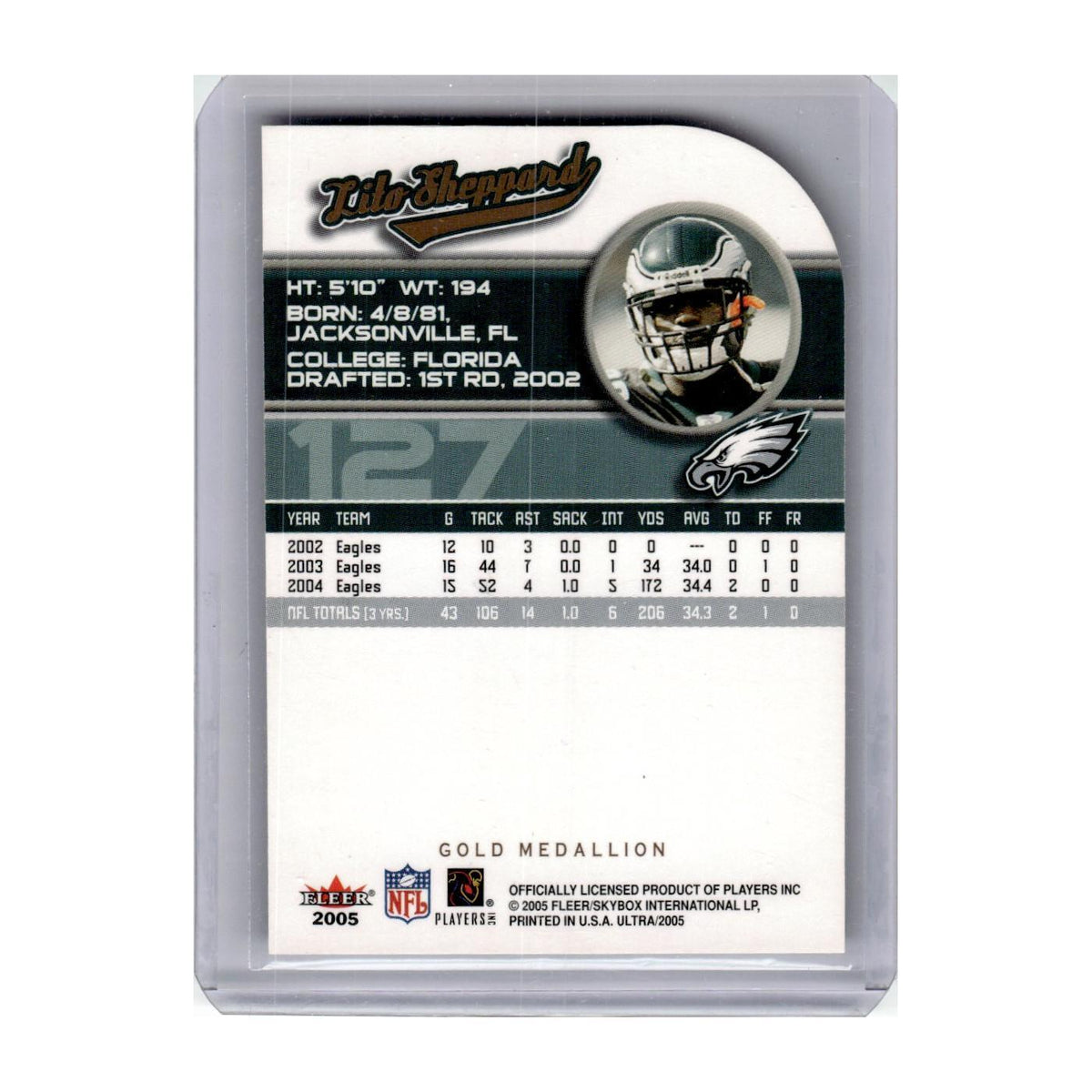 2005 Fleer Ultra Gold Medallion Lilo Sheppard Eagles #127
