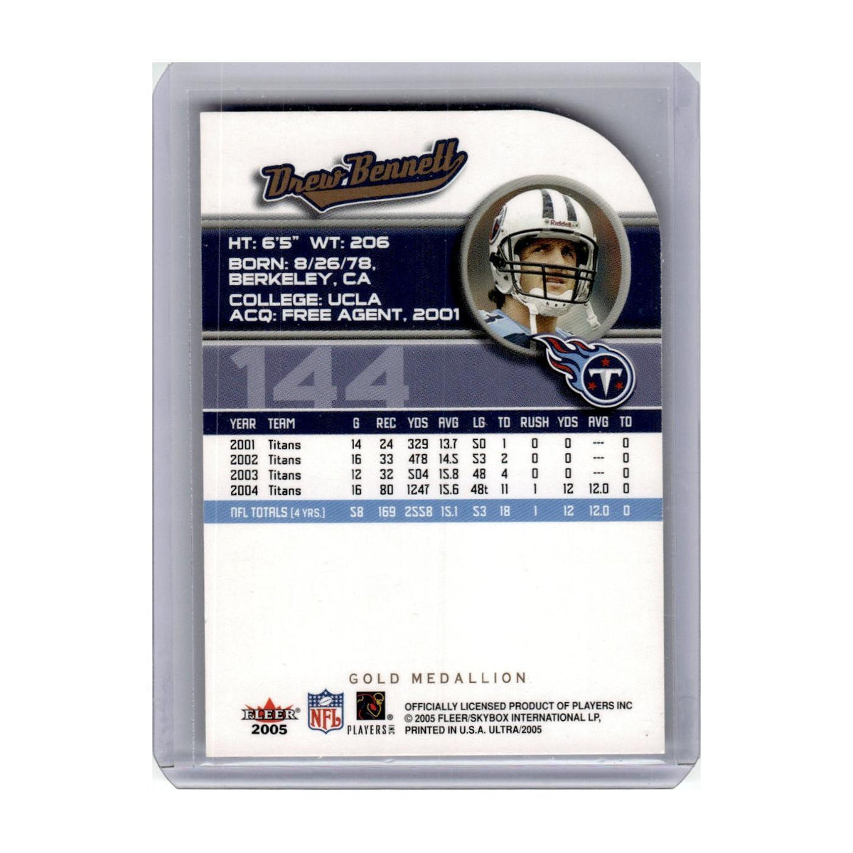 2005 Fleer Ultra Gold Medallion Drew Bennett Titans #144