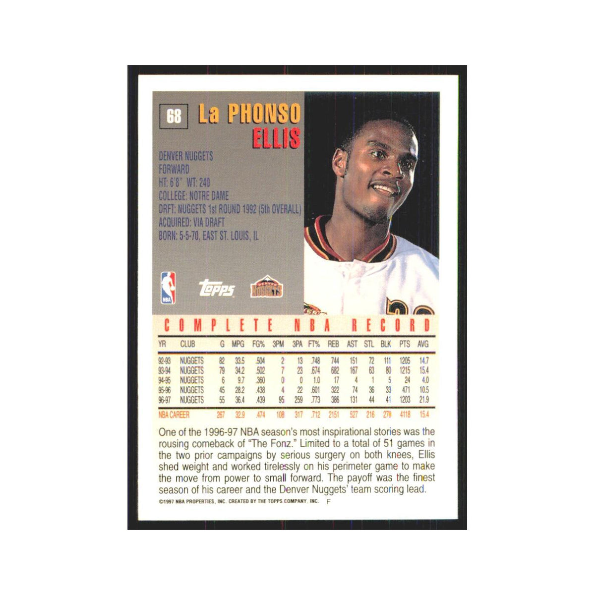 1997 Topps LaPhonso Ellis Nuggets #68.0