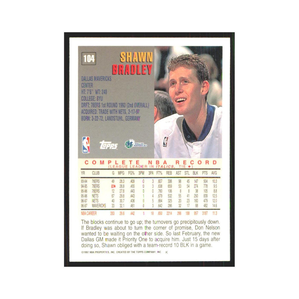 1997 Topps Shawn Bradley Mavericks #104.0