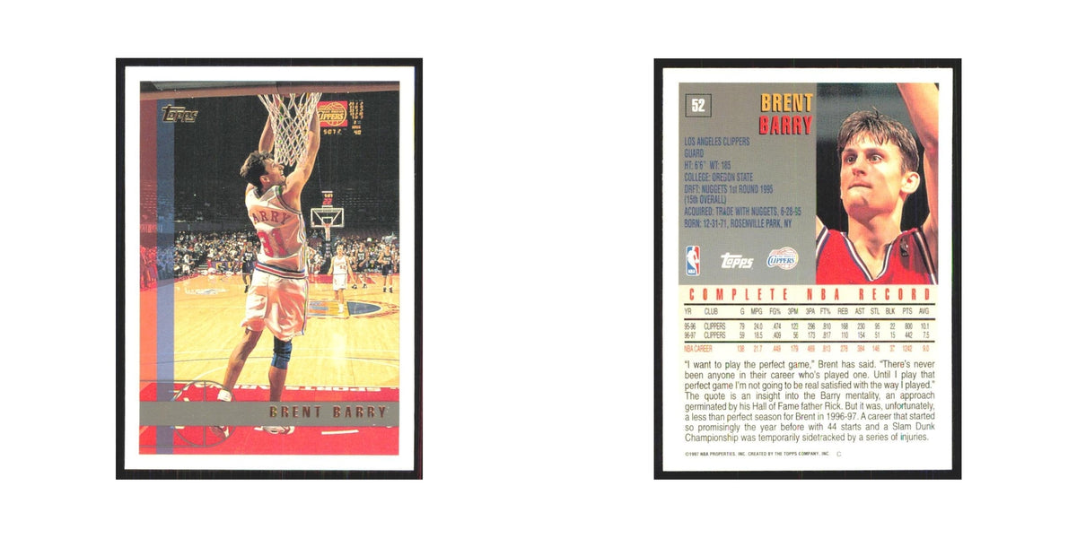 1997 Topps Brent Barry Clippers #52.0